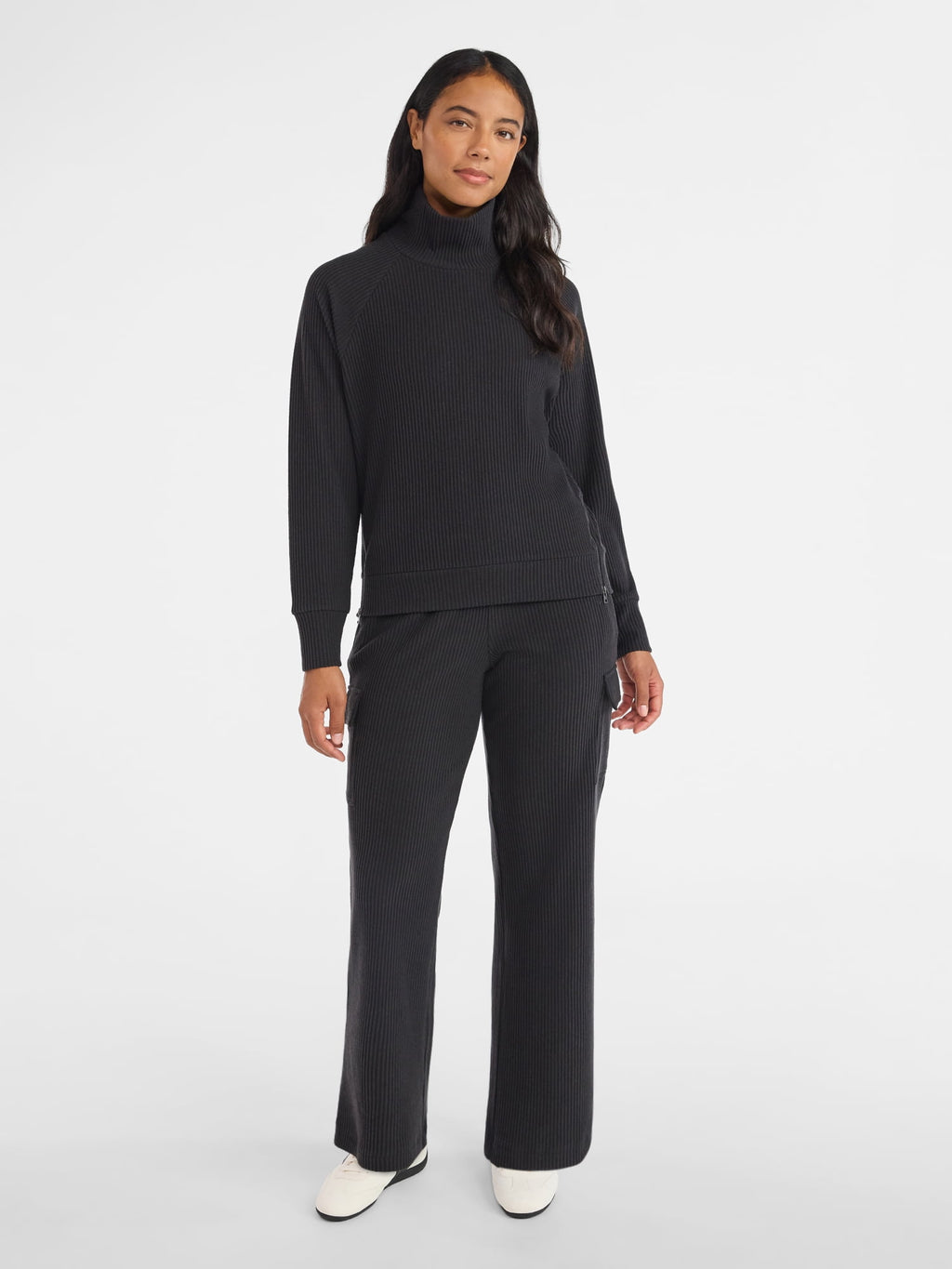 Avia Women's Corded Open Neck Polo Top with Long Sleeves, Sizes XS-3XL