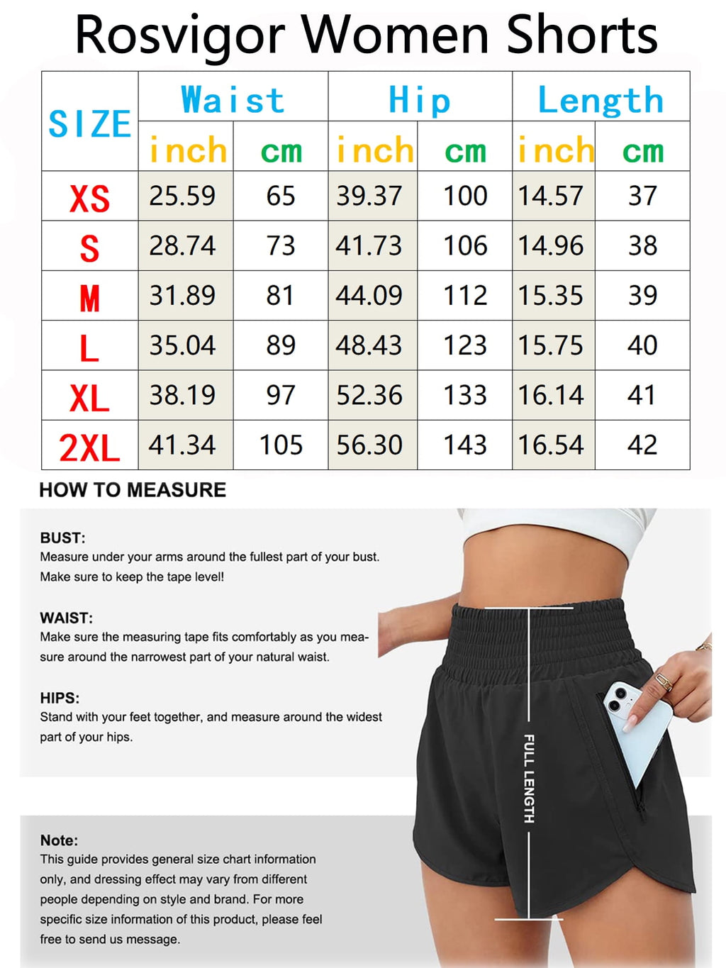 Rosvigor Womens Athletic Shorts High Waisted Running Shorts Gym Workout Shorts with Pockets