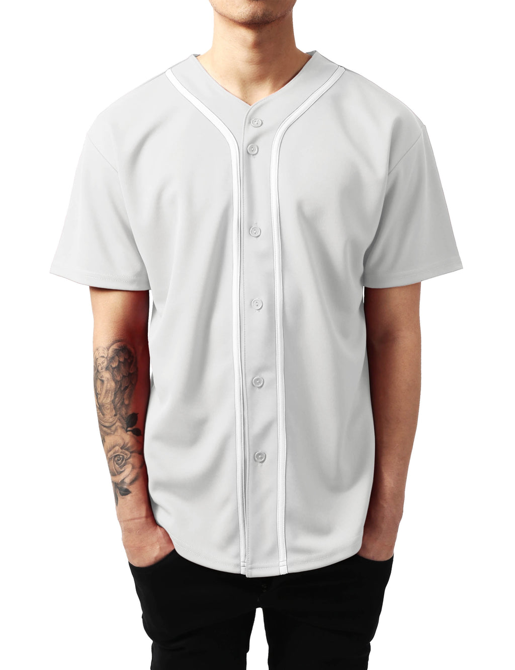 Hat and Beyond Men's Active Baseball Button Down Jersey Sportswear