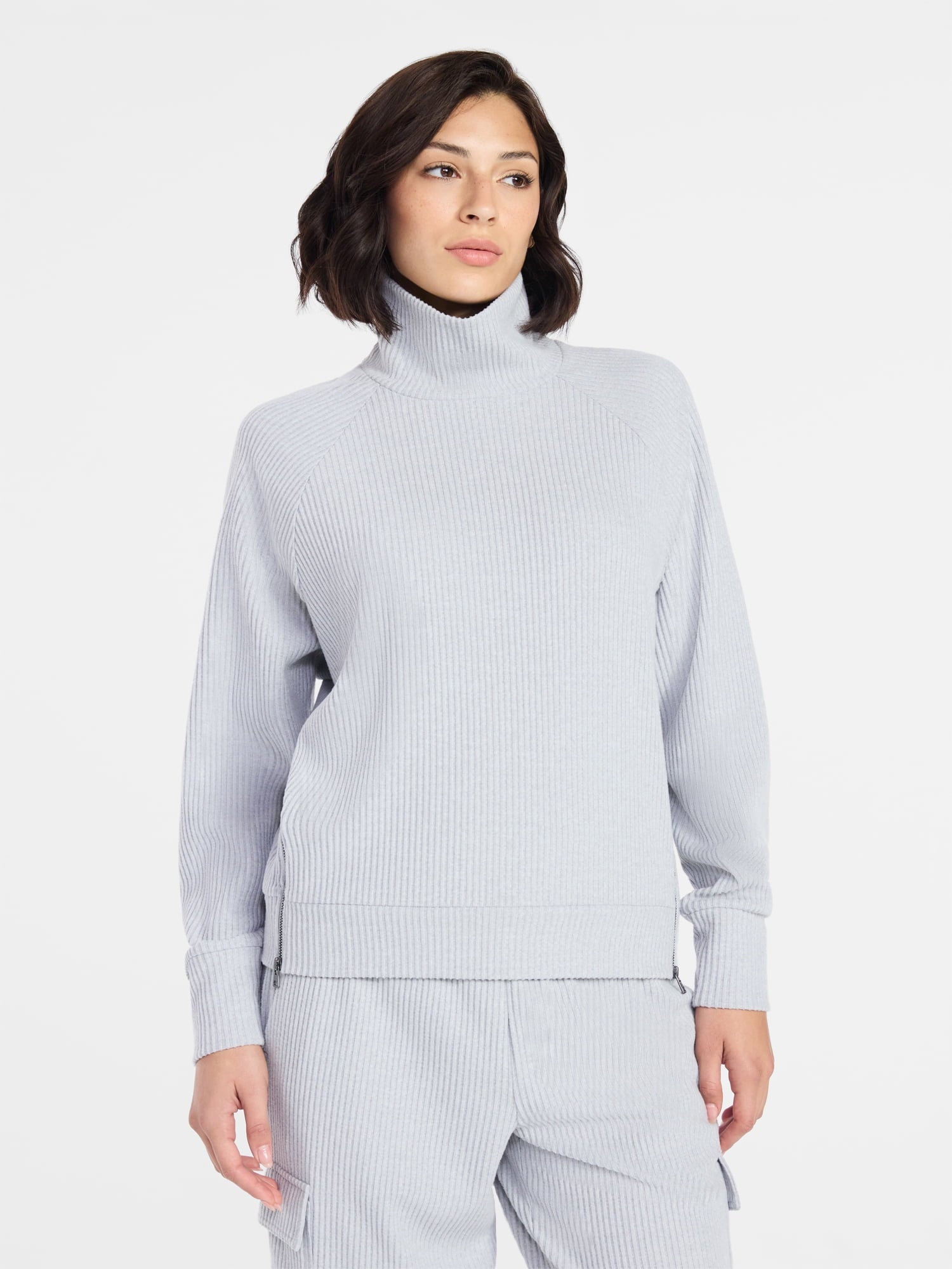 Avia Women's Corded Open Neck Polo Top with Long Sleeves, Sizes XS-3XL