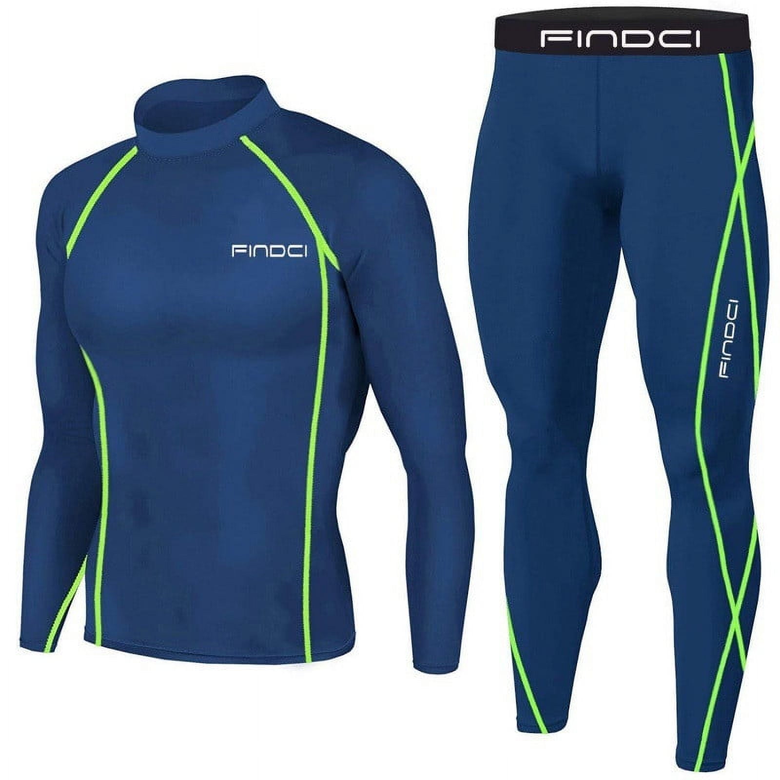 Dagegui Men's Compression Shirt Set Quick Dry Gym Workout Sweatsuits Base Layer 2 Piece Sets Activewear Tracksuits Outfits Today Clearance Sky Blue S