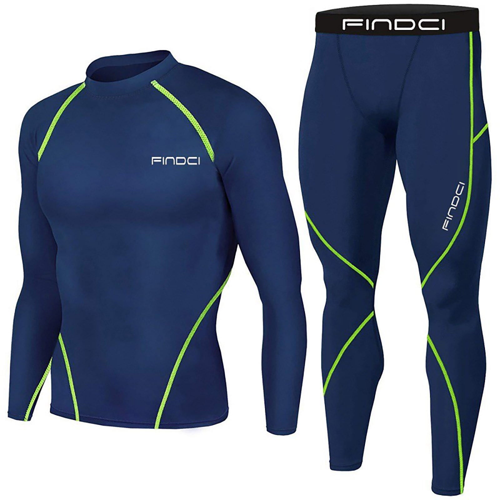 Dagegui Men's Compression Shirt Set Quick Dry Gym Workout Sweatsuits Base Layer 2 Piece Sets Activewear Tracksuits Outfits Today Clearance Sky Blue S