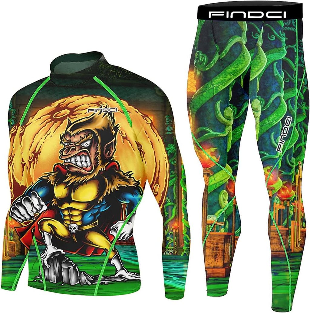 Men's Running Fitness Cooling Sportswear Camo Compression Long Sleeved Shirt + Pants Sets