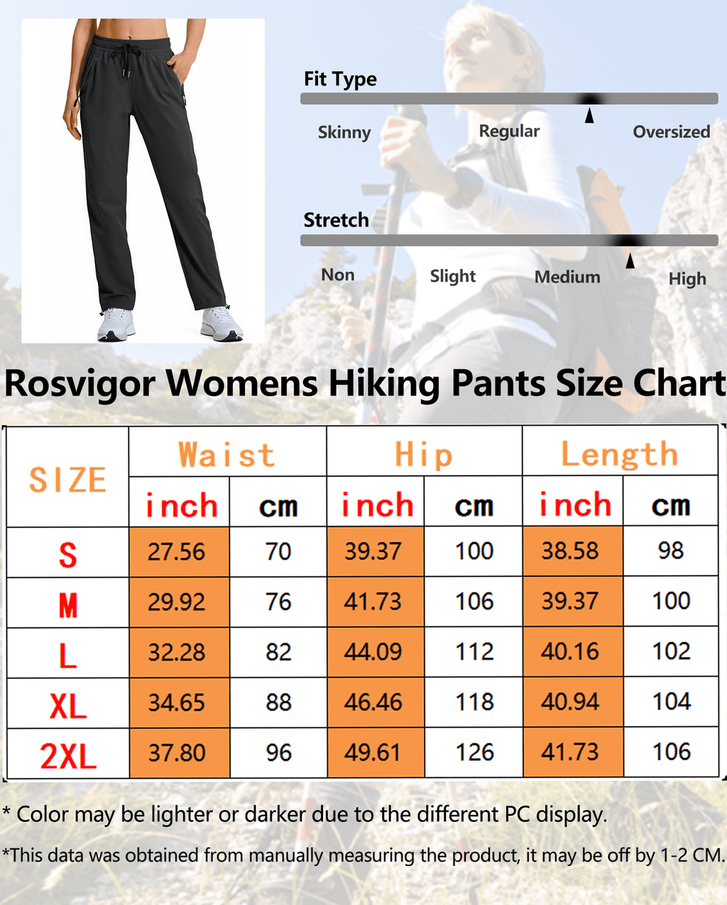 Rosvigor Womens Hiking Pants Lightweight Cargo Joggers Quick Dry Pants Athletic Travel Trousers